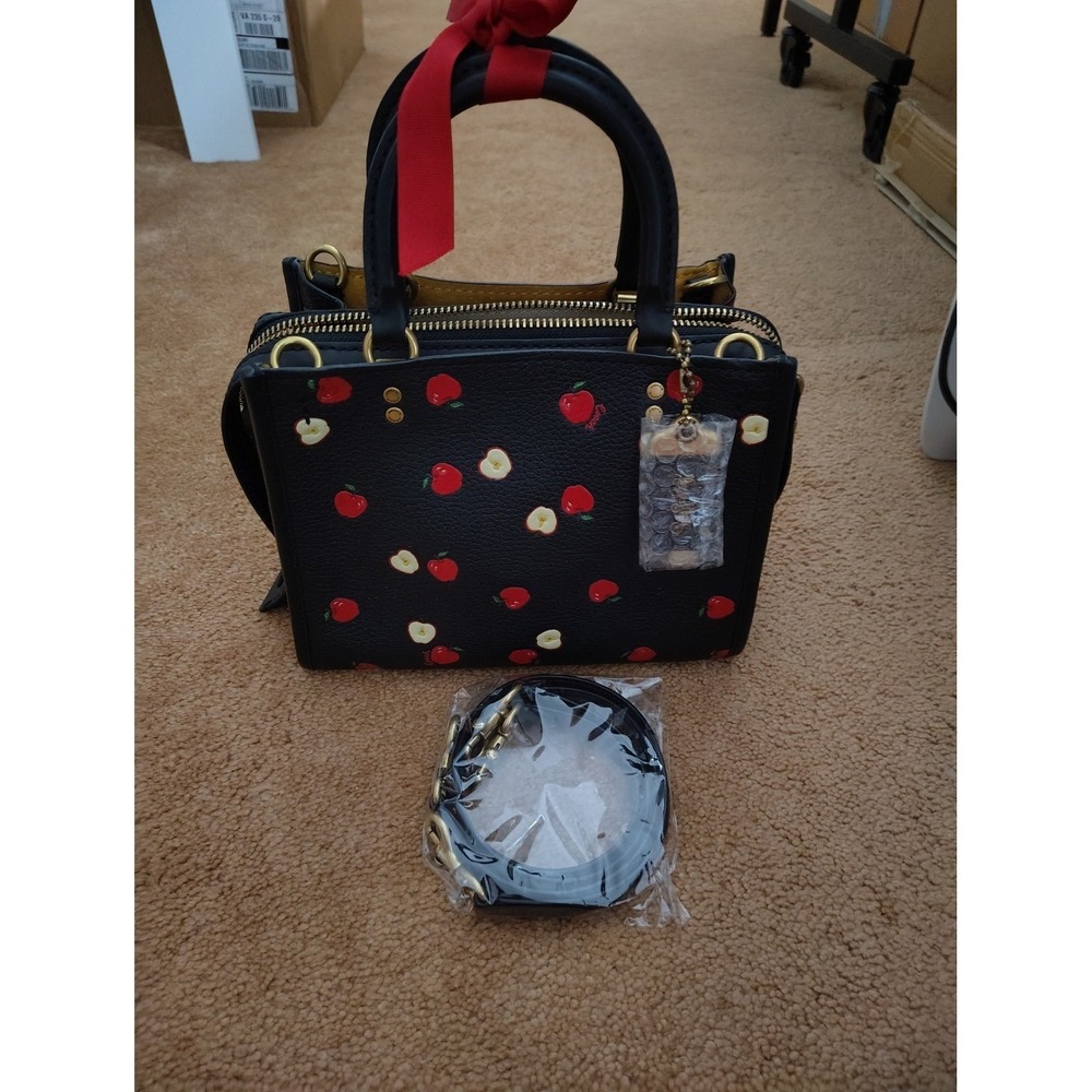 Coach Black Apple Print Leather Rogue 25 - Picture 4 of 8
